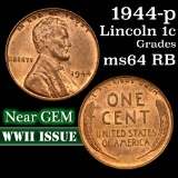 1944-p Lincoln Cent 1c Grades Choice Unc RB