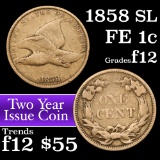 1858 SL Flying Eagle Cent 1c Grades f, fine