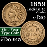 1859 Indian Cent 1c Grades vf, very fine