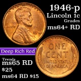 1946-p Lincoln Cent 1c Grades Choice+ Unc RD