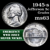 1945-s Jefferson Nickel 5c Grades Select Unc