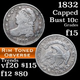 1832 Capped Bust Dime 10c Grades f+