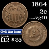 1864 Two Cent Piece 2c Grades vg+