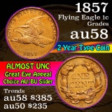 1857 Flying Eagle Cent 1c Grades Choice AU/BU Slider (fc)