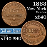 1863 New York Civil War Token 1c Grades xf