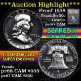 ***Auction Highlight*** 1958 Franklin Half Dollar 50c Graded GEM++ Proof Cameo by USCG (fc)