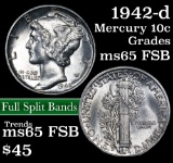 1942-d Mercury Dime 10c Grades GEM FSB