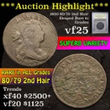 ***Auction Highlight*** 1800 80/79 2nd Hair Draped Bust Large Cent 1c Graded vf+ by USCG (fc)