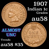 1907 Indian Cent 1c Grades Choice AU/BU Slider