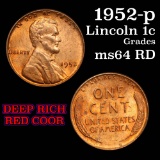 1952-p Lincoln Cent 1c Grades Choice Unc RD