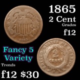 1865 Two Cent Piece 2c Grades f, fine