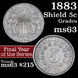 1883 Shield Nickel 5c Grades Select Unc (fc)