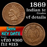 1869 Indian Cent 1c Grades vf details (fc)