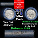 Full roll of Buffalo Nickels, 1917 on one end & a 's' Mint reverse on other end (fc)