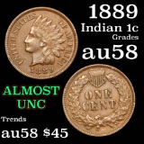 1889 Indian Cent 1c Grades Choice AU/BU Slider