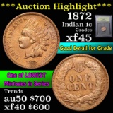 ***Auction Highlight*** 1872 Indian Cent 1c Graded xf+ by USCG (fc)