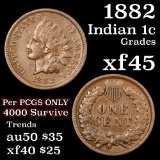 1882 Indian Cent 1c Grades xf+