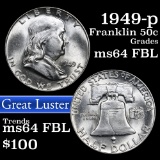 1949-p Franklin Half Dollar 50c Grades Choice Unc FBL