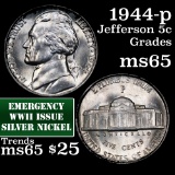 1944-p Jefferson Nickel 5c Grades GEM Unc