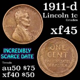 1911-d Lincoln Cent 1c Grades xf+