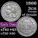 1866 Three Cent Copper Nickel 3cn Grades xf details