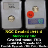 NGC 1944-d Mercury Dime 10c Graded ms66 FSB By NGC