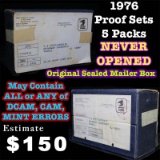 Original Sealed mailer box 1976 proof sets, 5 packs never opened