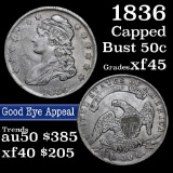 1836 Capped Bust Half Dollar 50c Grades xf+ (fc)