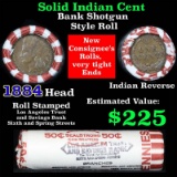 Indian Head Penny 1c Shotgun Roll, 1884 on one end, reverse on the other (fc)