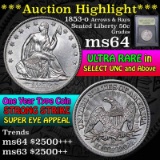 ***Auction Highlight*** 1853-o Arrows & Rays Seated Half Dollar 50c Graded Choice Unc by USCG (fc)