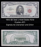 1963 $5 Red seal United States Note Grades vf+