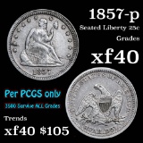 1857-p Seated Liberty Quarter 25c Grades xf