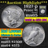 ***Auction Highlight*** 1927-p Peace Dollar $1 Graded GEM Unc by USCG (fc)