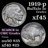 1919-p Buffalo Nickel 5c Grades xf+