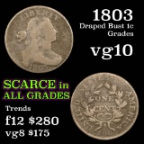 1803 Draped Bust Large Cent 1c Grades vg+ (fc)