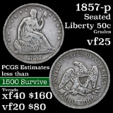 1857-p Seated Half Dollar 50c Grades vf+