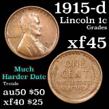 1915-d Lincoln Cent 1c Grades xf+