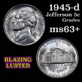 1945-d Jefferson Nickel 5c Grades Select+ Unc