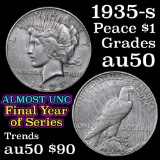 1935-s Peace Dollar $1 Grades AU, Almost Unc