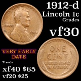 1912-d Lincoln Cent 1c Grades vf++