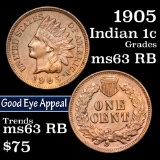 1905 Indian Cent 1c Grades Select Unc RB