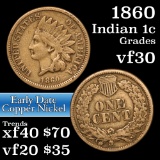 1860 Indian Cent 1c Grades vf++