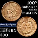 1907 Indian Cent 1c Grades Choice Unc BN