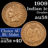 1909 Indian Cent 1c Grades Choice AU/BU Slider