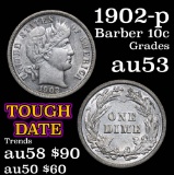 1902-p Barber Dime 10c Grades Select AU