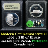 1993-s Bill of Rights Modern Commem Dollar $1 Grades GEM++ Proof Deep Cameo