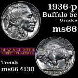 1936-p Buffalo Nickel 5c Grades GEM+ Unc