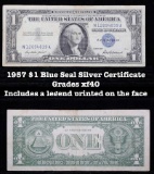 1957 $1 Blue Seal Silver Certificate Grades xf