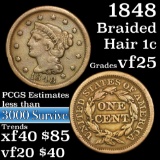 1848 Braided Hair Large Cent 1c Grades vf+