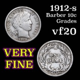 1912-s Barber Dime 10c Grades vf, very fine
